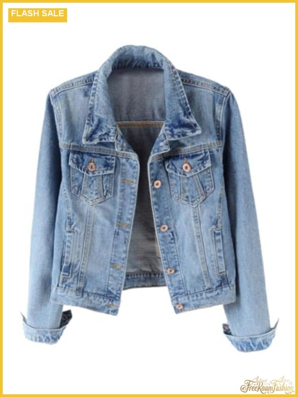 Women's Distressed Denim Jacket Button Down Long Sleeve Cotton Blend Western